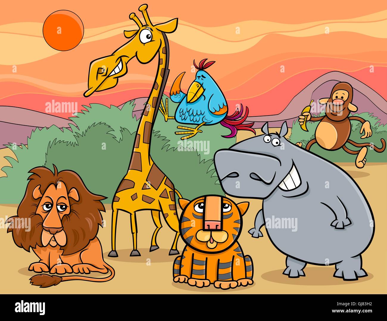 wild animals group cartoon illustration Stock Vector Image & Art - Alamy