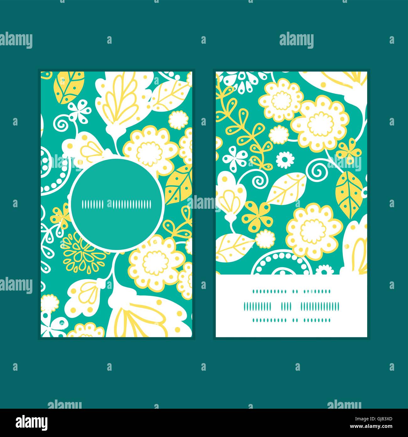Vector emerald flowerals vertical round frame pattern business c Stock ...