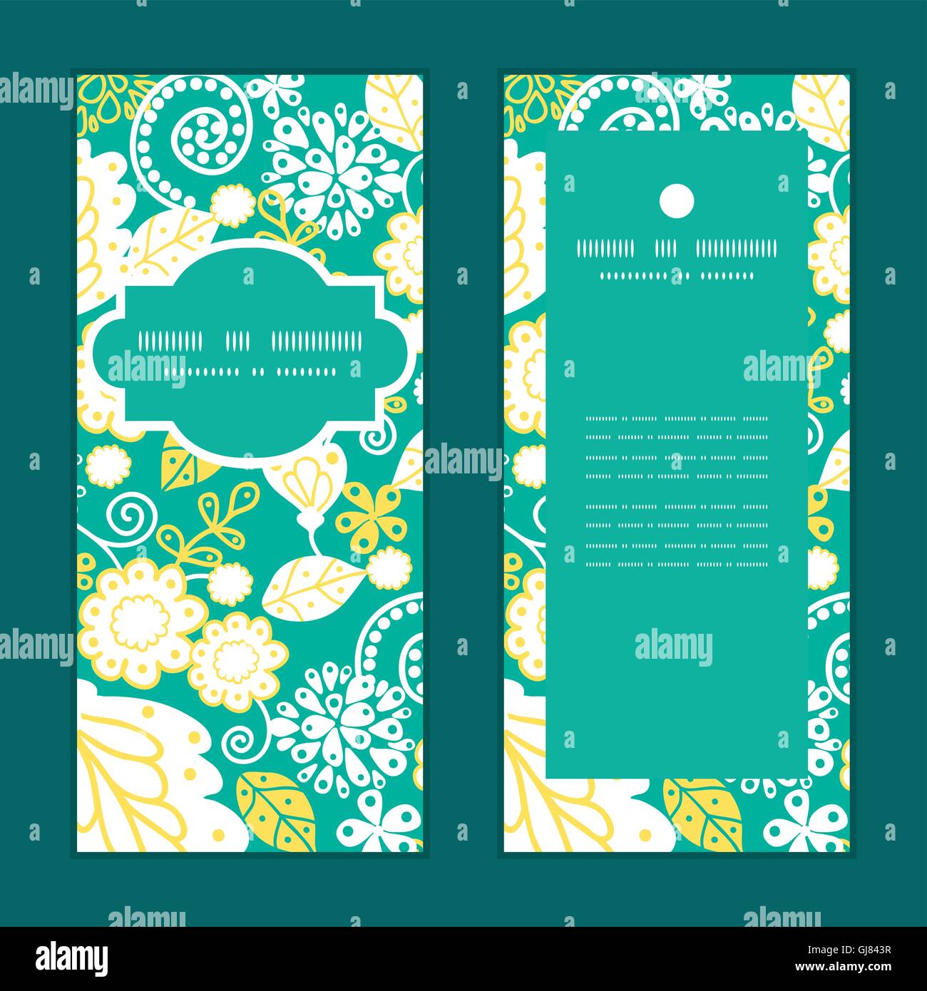 Vector emerald flowerals vertical frame pattern invitation greet Stock ...