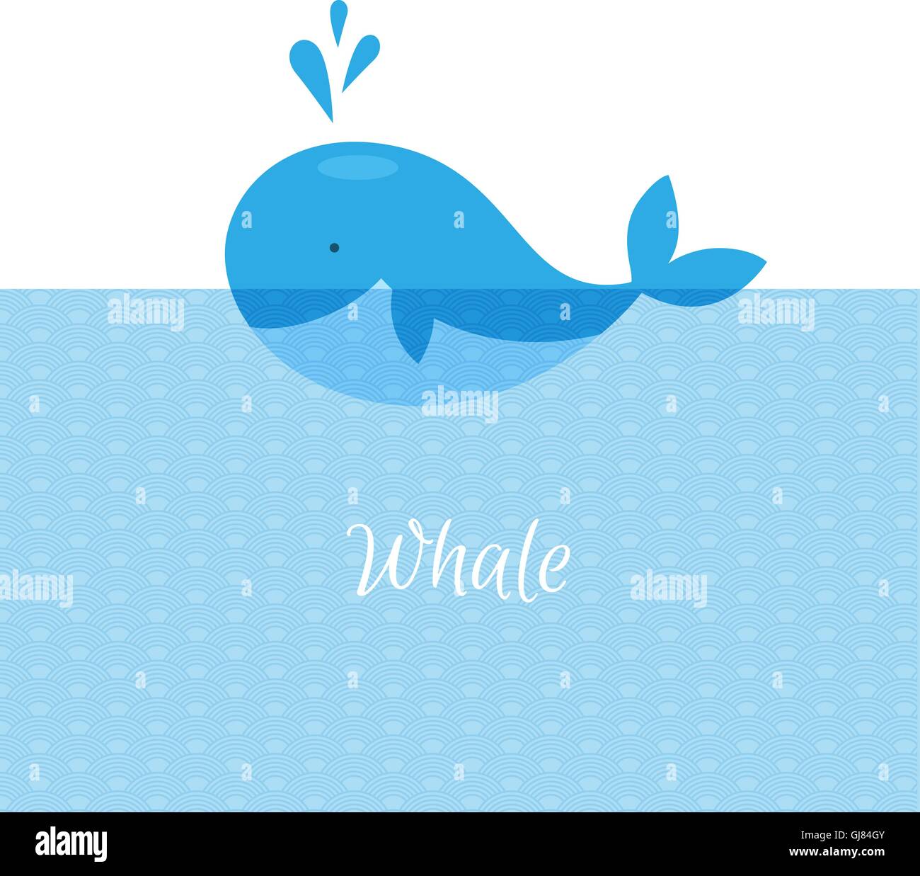 Blue whale with sea Stock Vector