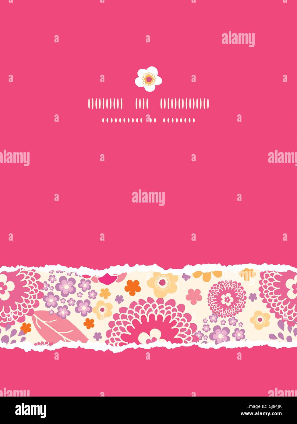 Warm summer plants frame vertical torn seamless pattern background ...