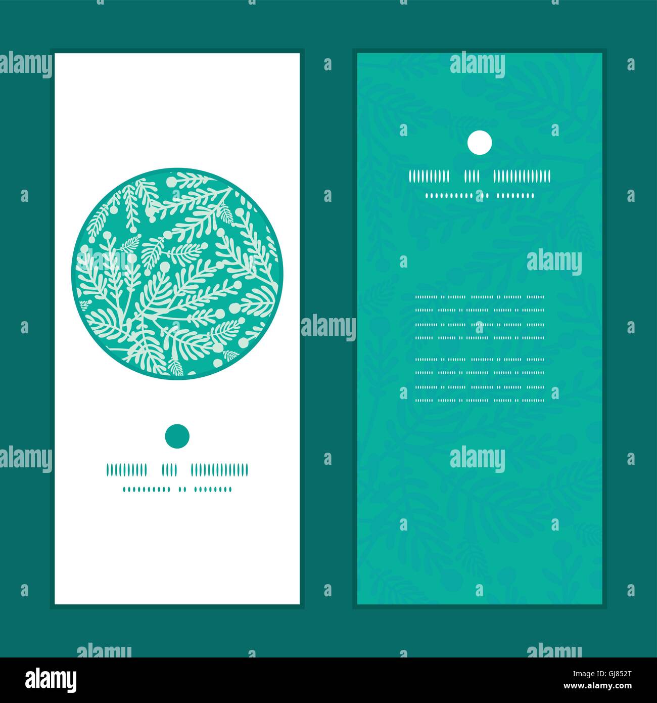 Vector emerald green plants vertical round frame pattern invitation ...