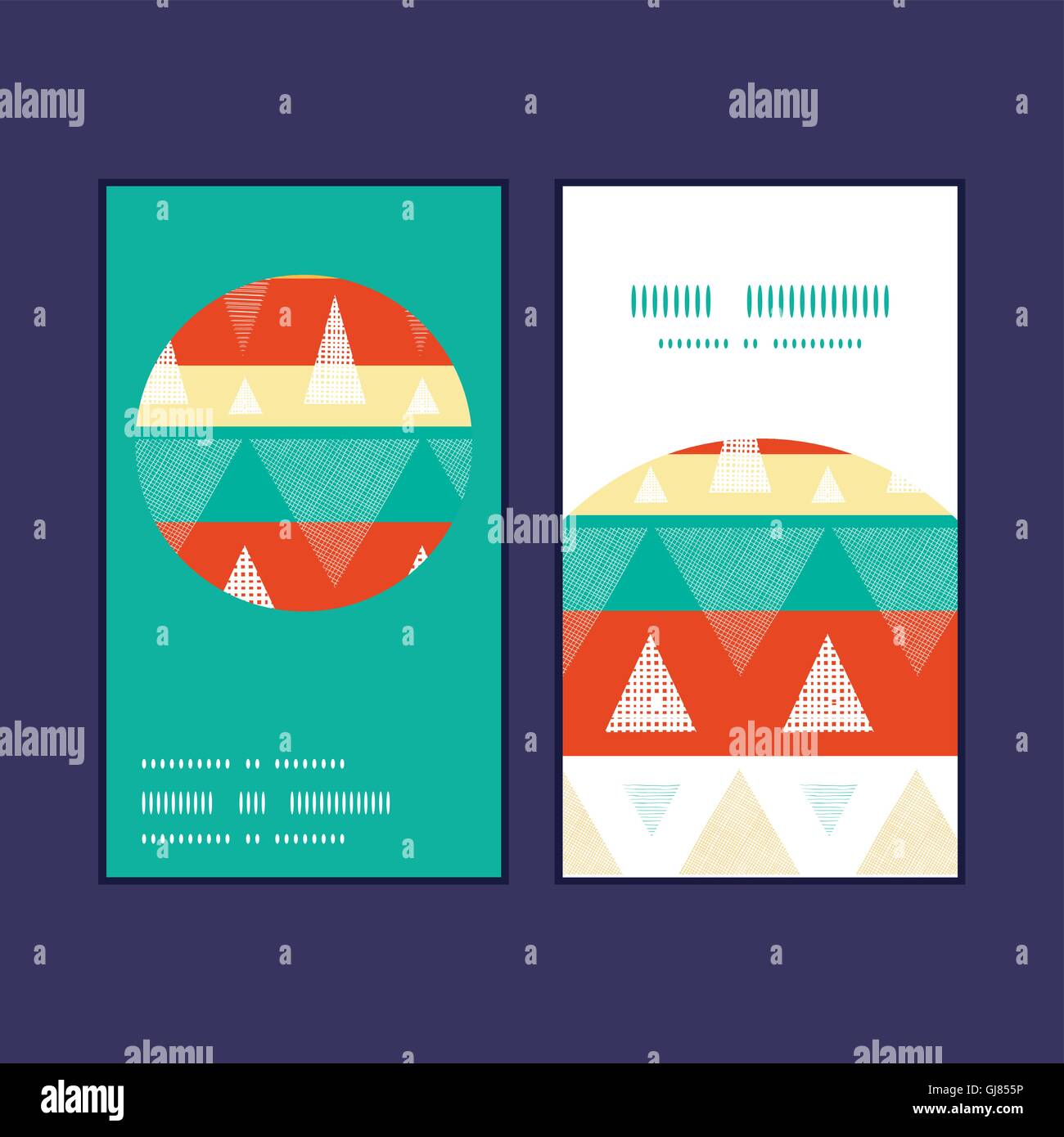 Vector vibrant ikat stripes vertical round frame pattern business cards ...