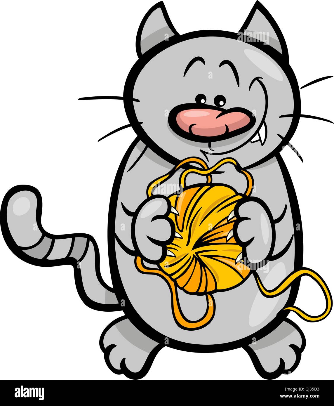 cat with yarn cartoon illustration Stock Vector Image & Art Alamy