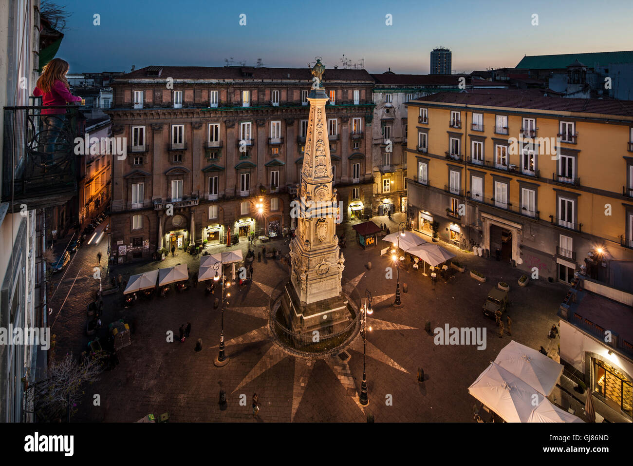 Italy Naples Piazza San Domenico Maggiore Located Along Spaccanapoli Named Via Benedetto Croce At This Particular Section Stock Photo Alamy