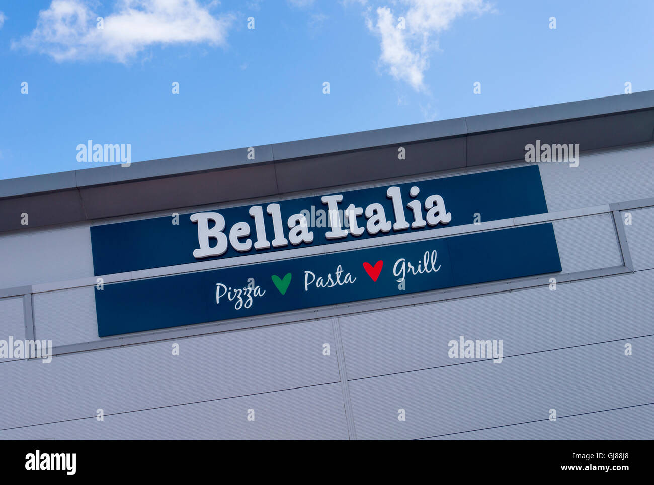 Sign on Bella Italia Italian Restaurant Stock Photo