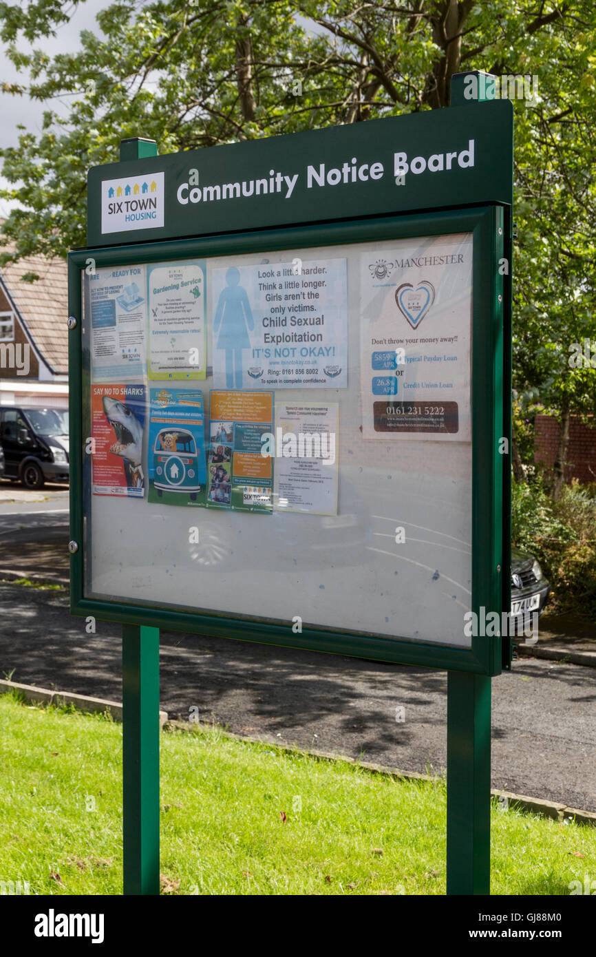 Community Notice Board Sign in Ainsworth Bolton Stock Photo Alamy