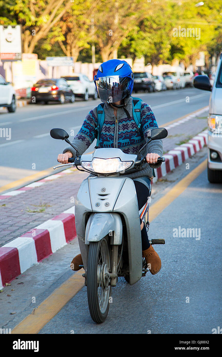 CHIANG MAI, THAILAND - JANUARY 31, 2016: Unidentified man on the street of Chiang Mai, Thailand. Chiang Mai is the largest and m Stock Photo