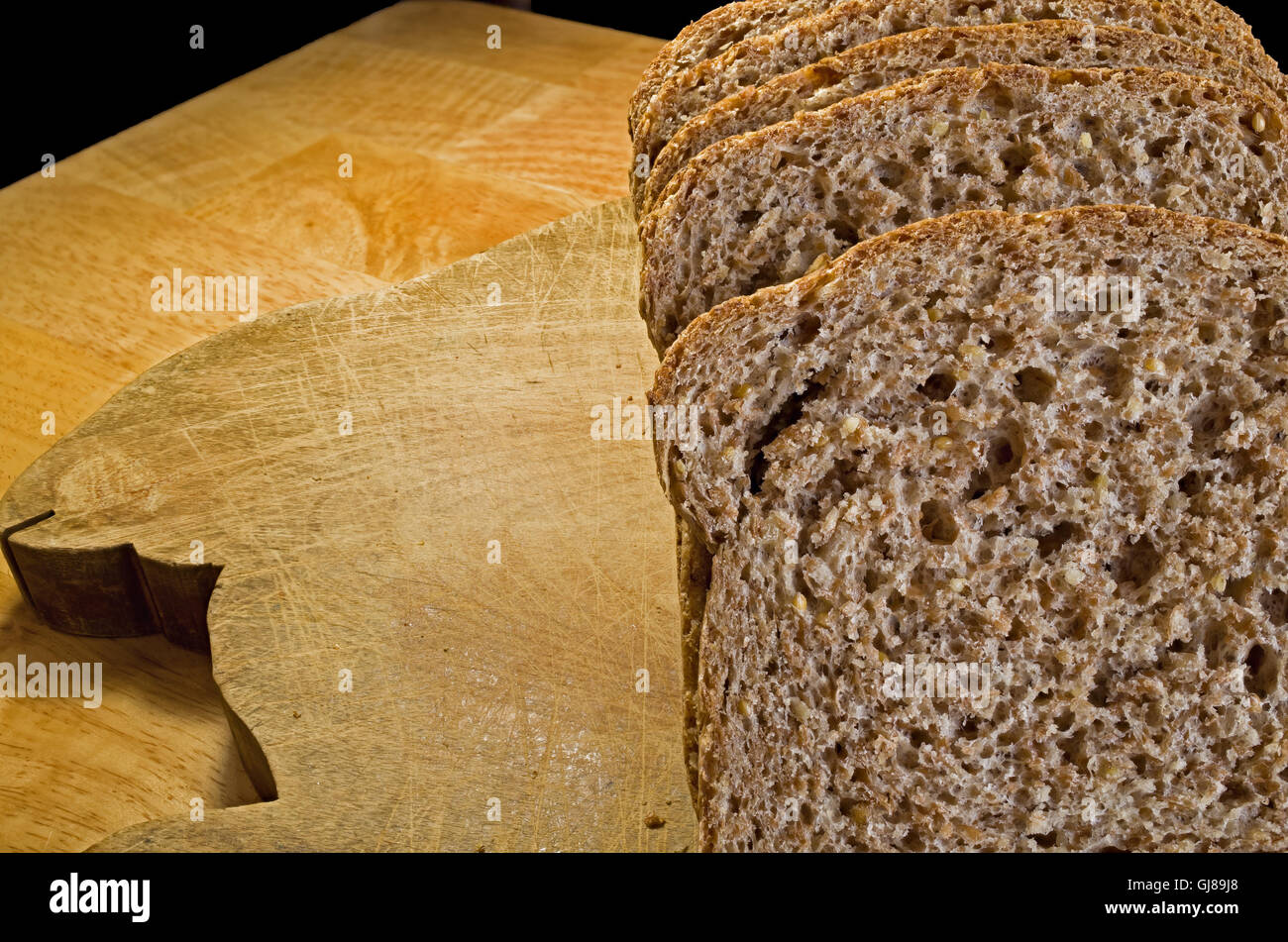Flourless low glycemic sprouted whole grain bread is a great source of protein and contains essential amino acids. Stock Photo