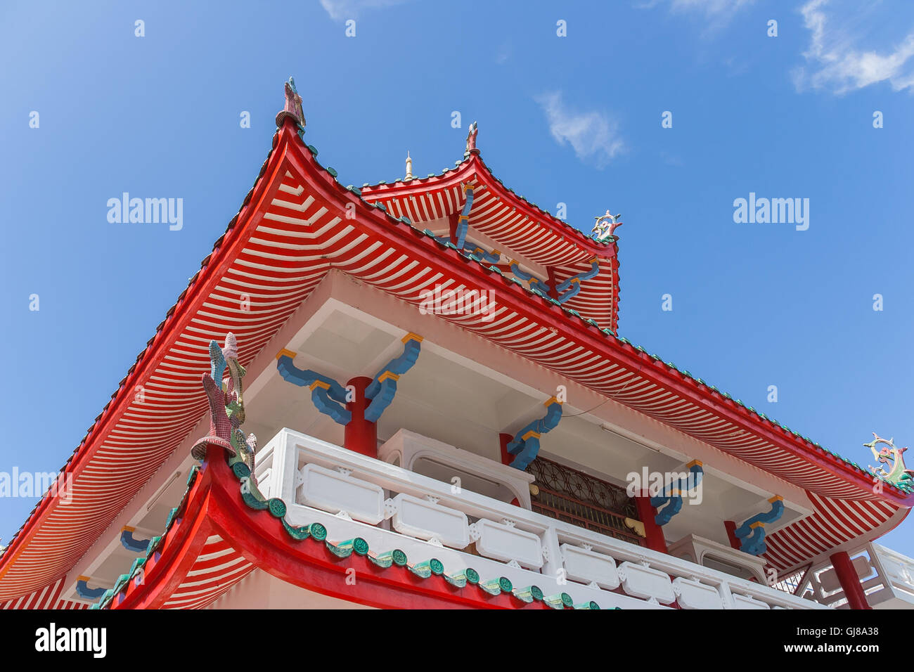 Roof of the Kek Lok Si temple on Pulau Penang in Malaysia. Stock Photo