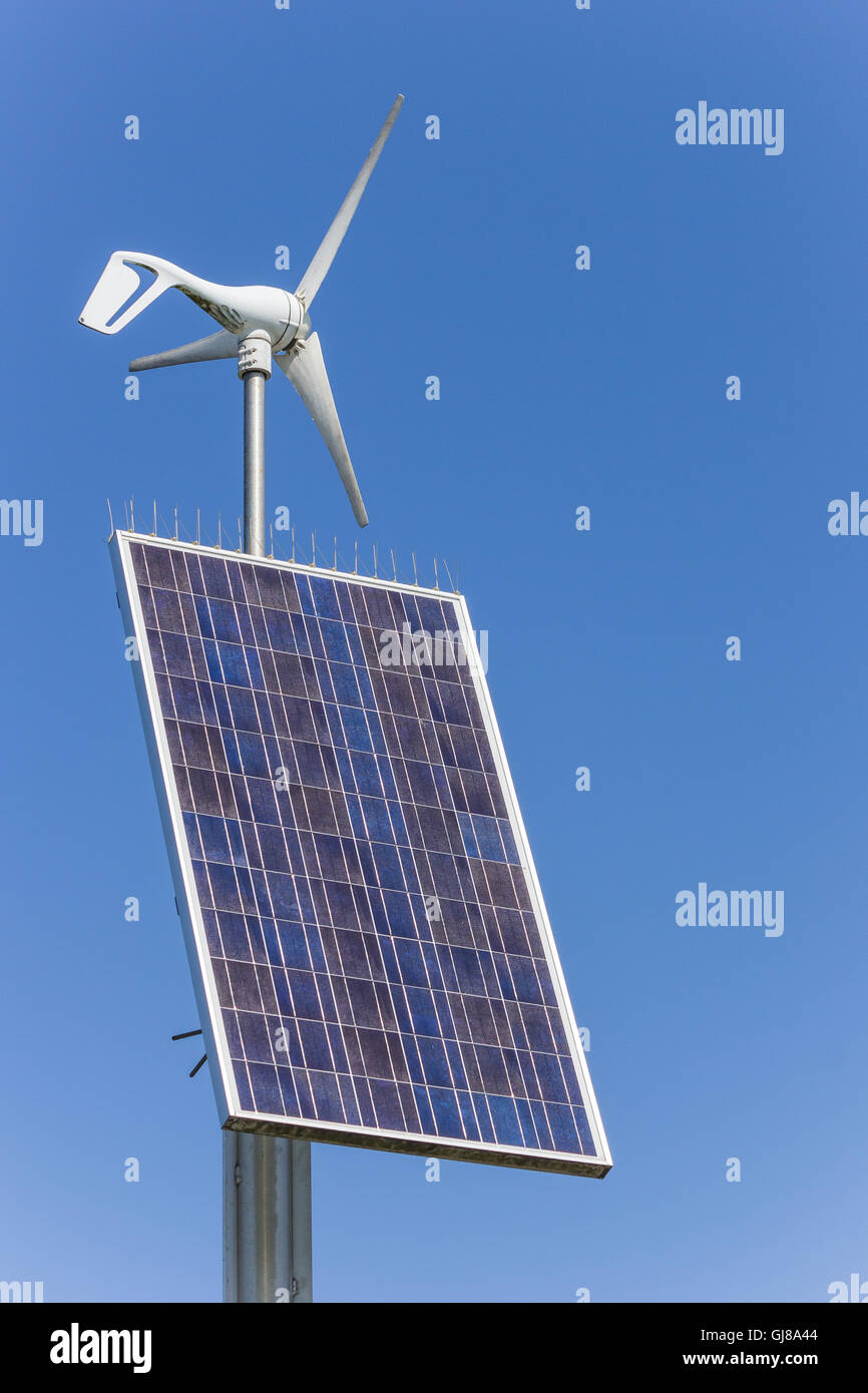 Small solar and wind energy combination unit Stock Photo Alamy