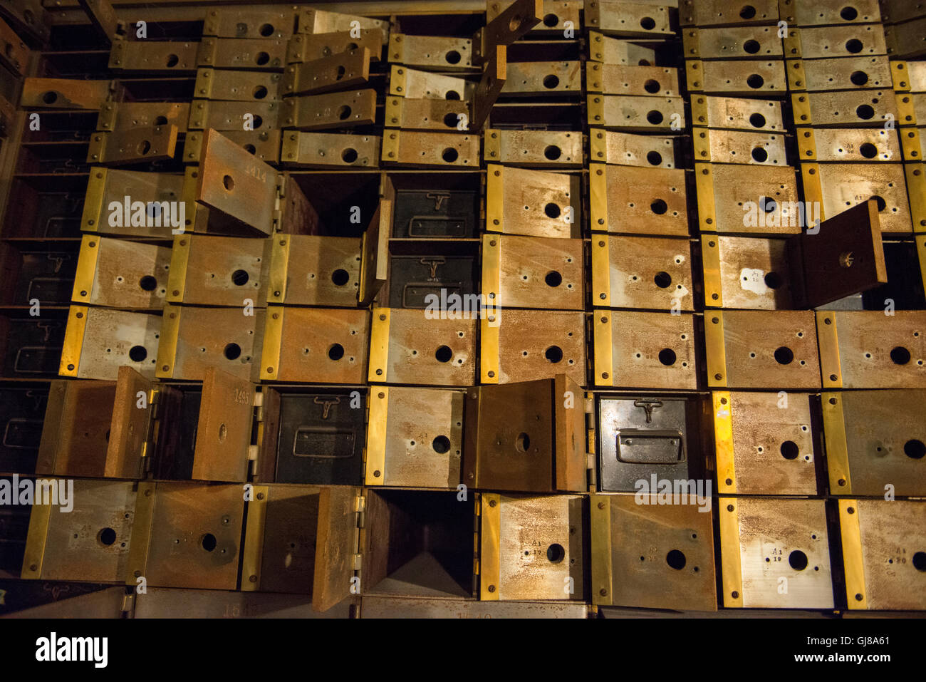Vintage bank empty bank boxes in a former bank vault Stock Photo Alamy