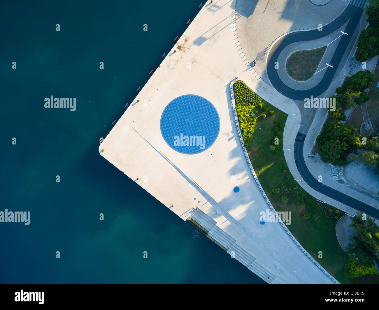 Aerial view of square in old Zadar with a Greeting to the Sun - 22 m diameter circle Stock Photo