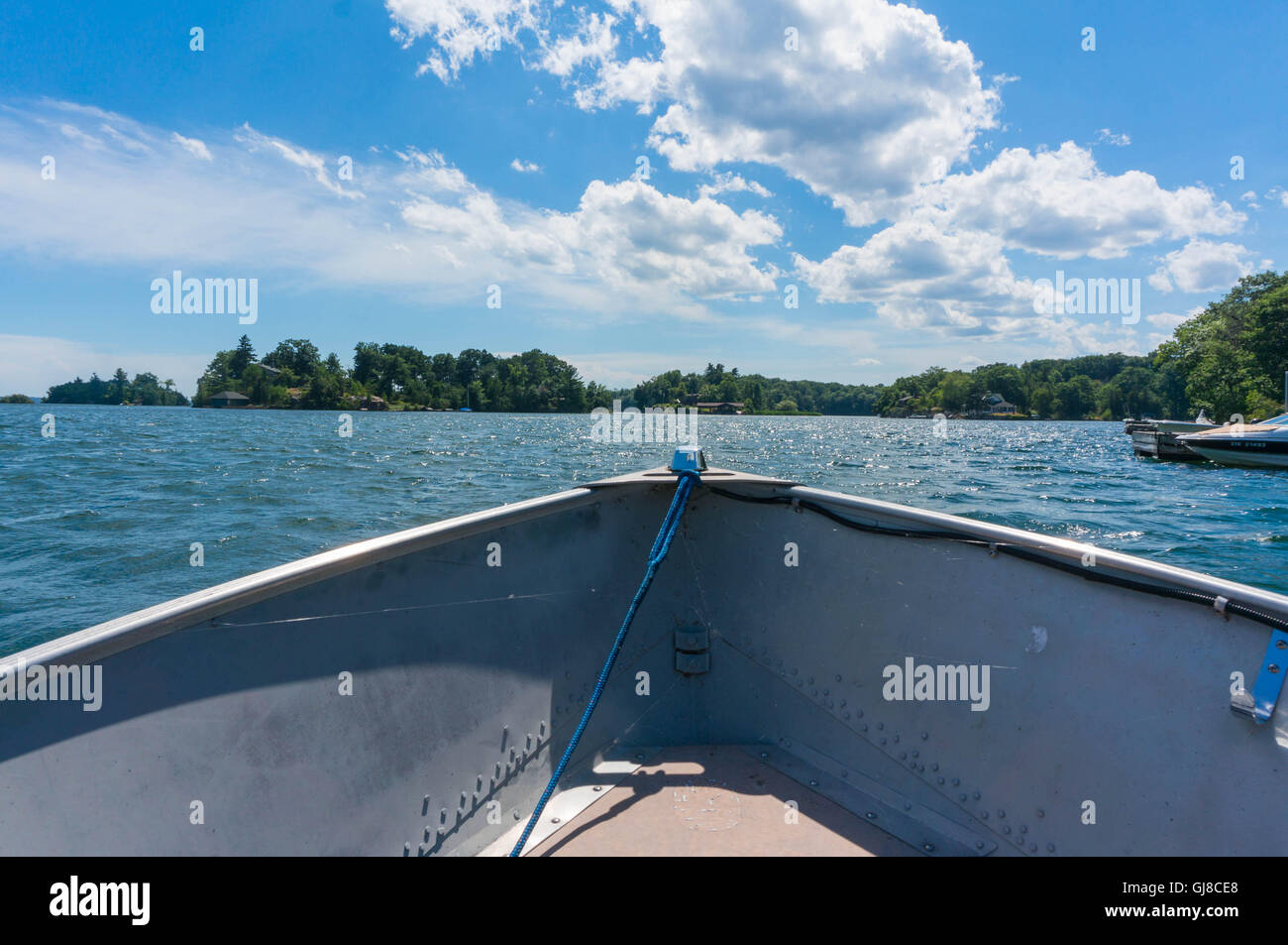 Boating in Thousand Islands, Gananque, Ontario, Canada Stock Photo