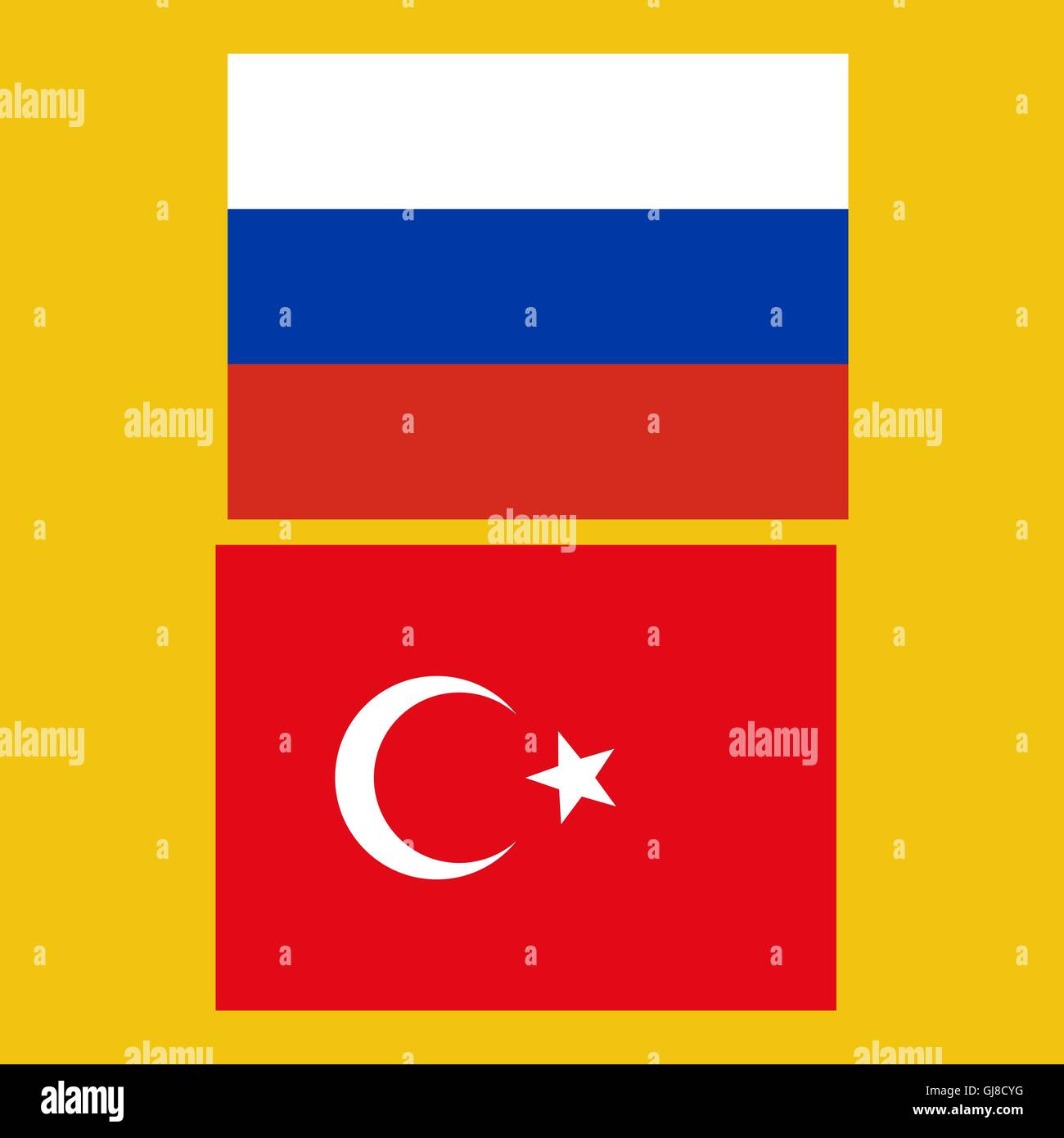Flags of Russia and Turkey Stock Vector