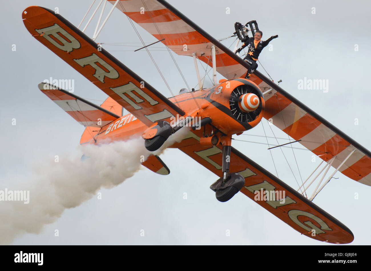 Breitling Wingwalkers wing walker, girl on the wing Stock Photo