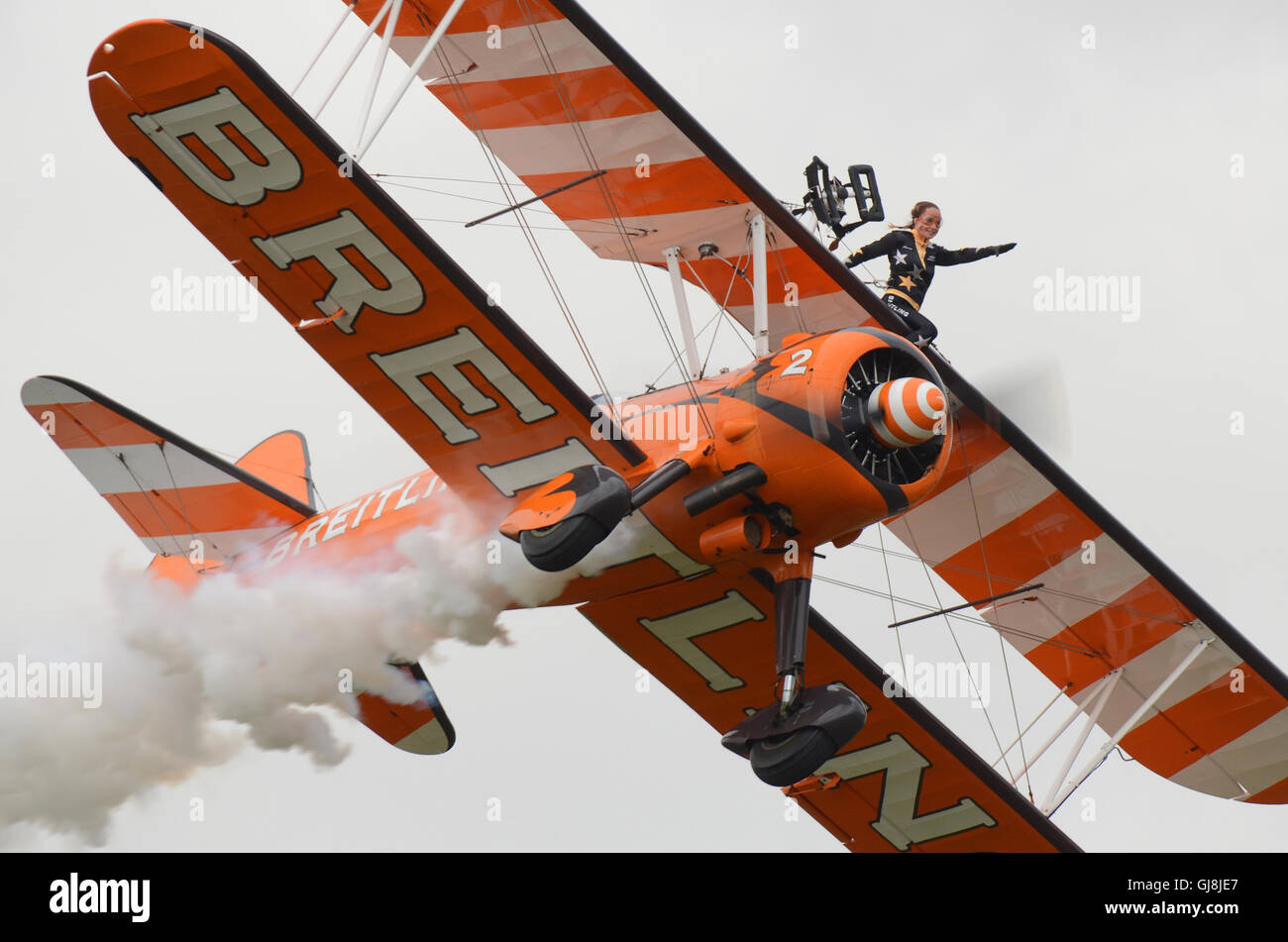Breitling Wingwalkers wing walker, girl on the wing Stock Photo