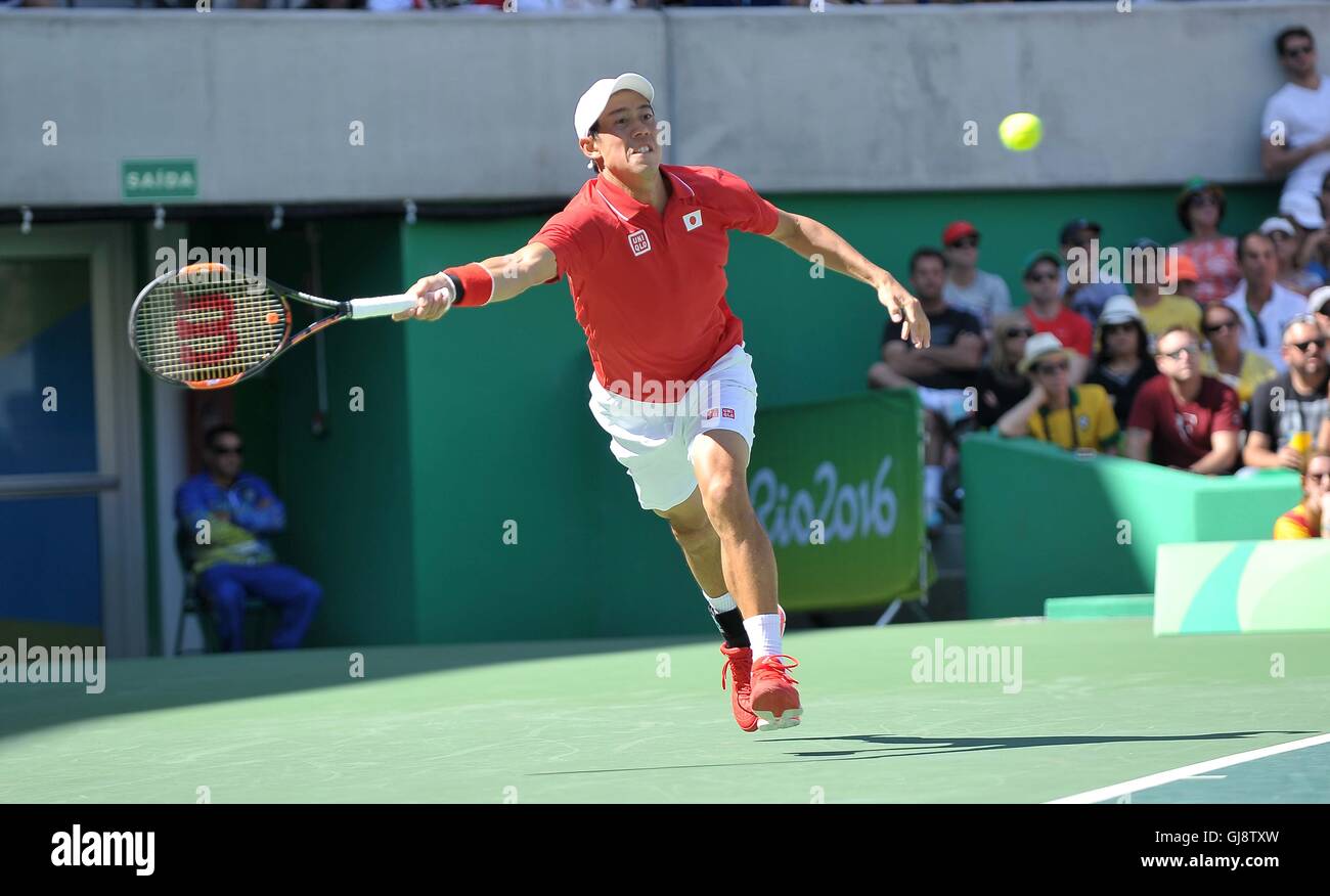 Kei Nishikori (JPN). Tennis. Mens singles semi final. Olympic tennis centre. Olympic park. Rio de Janeiro. Brazil. 13/08/2016. Stock Photo