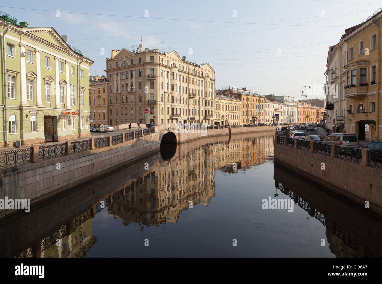 View of the Moyka from the Pevchesky Bridge, St. Petersburg, Russia. Stock Photo
