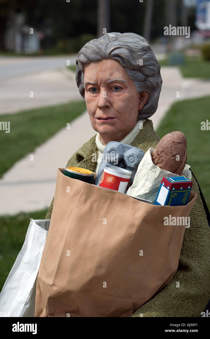 One of twelve Seward Johnson collection of painted bronze statues