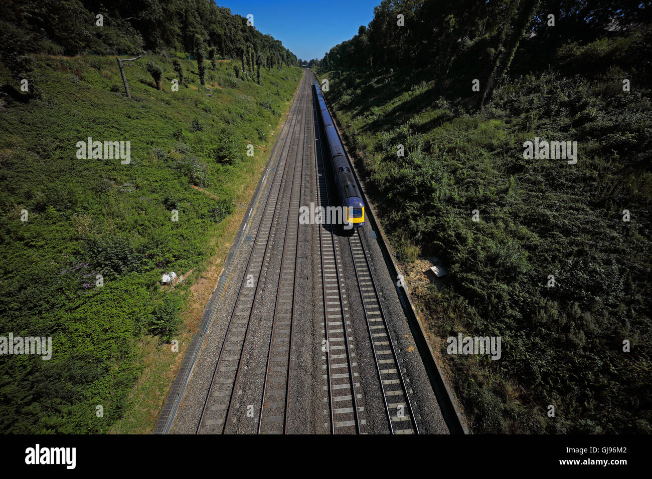 A very deep cutting for the Great Western railway built by Brunel looking eastwards showing four