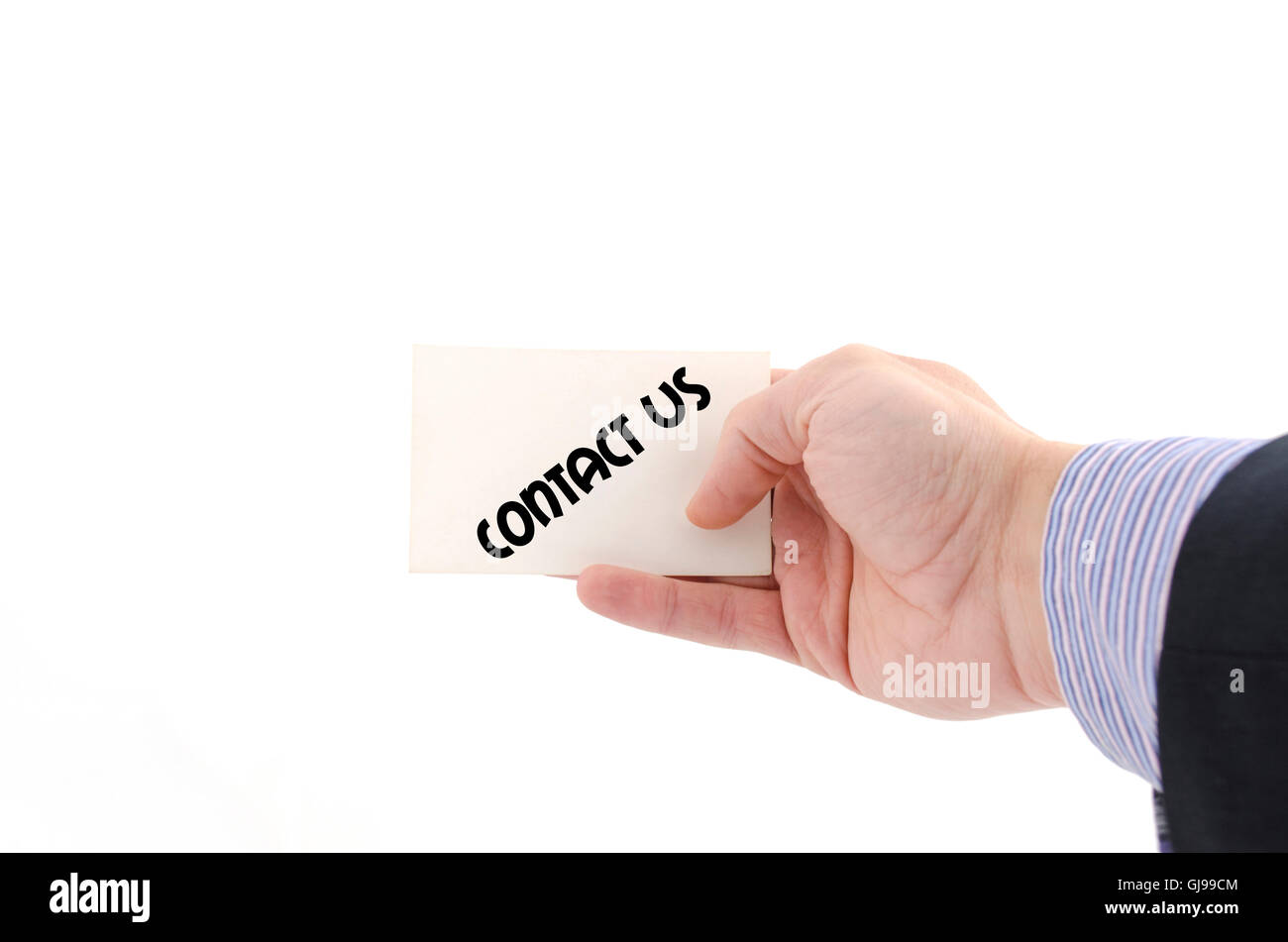 Contact us text concept isolated over white background Stock Photo