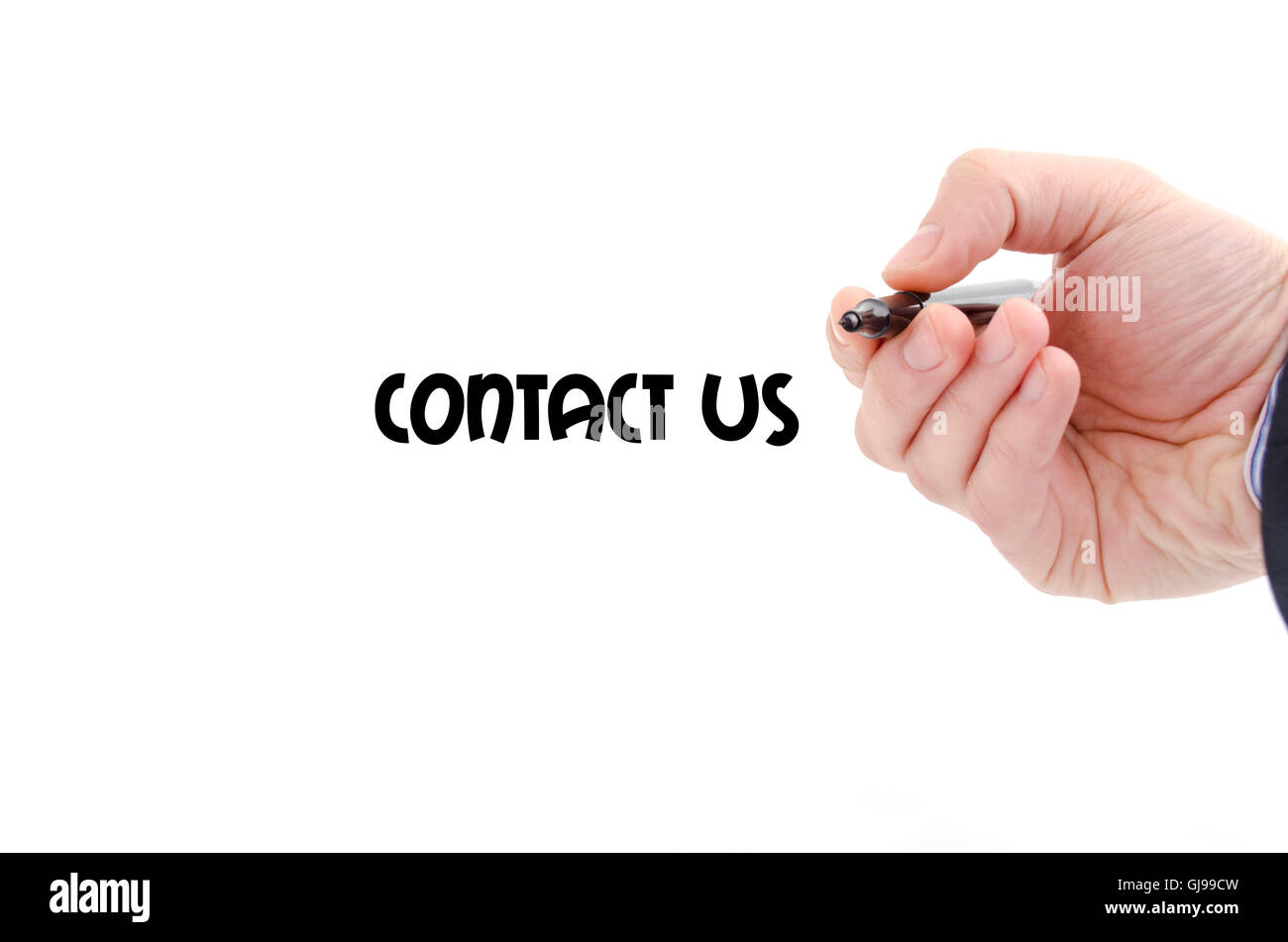 Contact us text concept isolated over white background Stock Photo