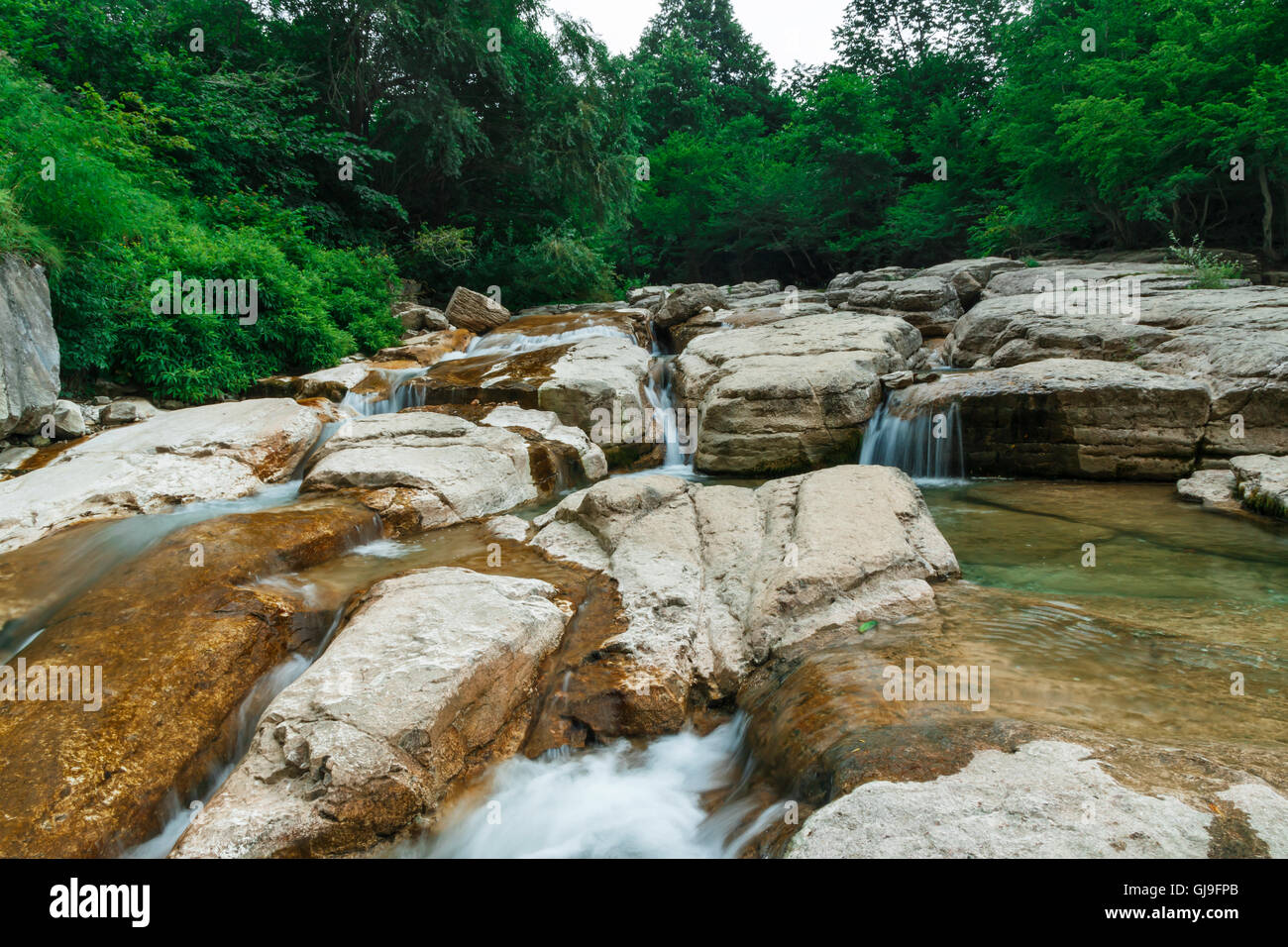 okatse сanyon georgia mountain river rock Stock Photo