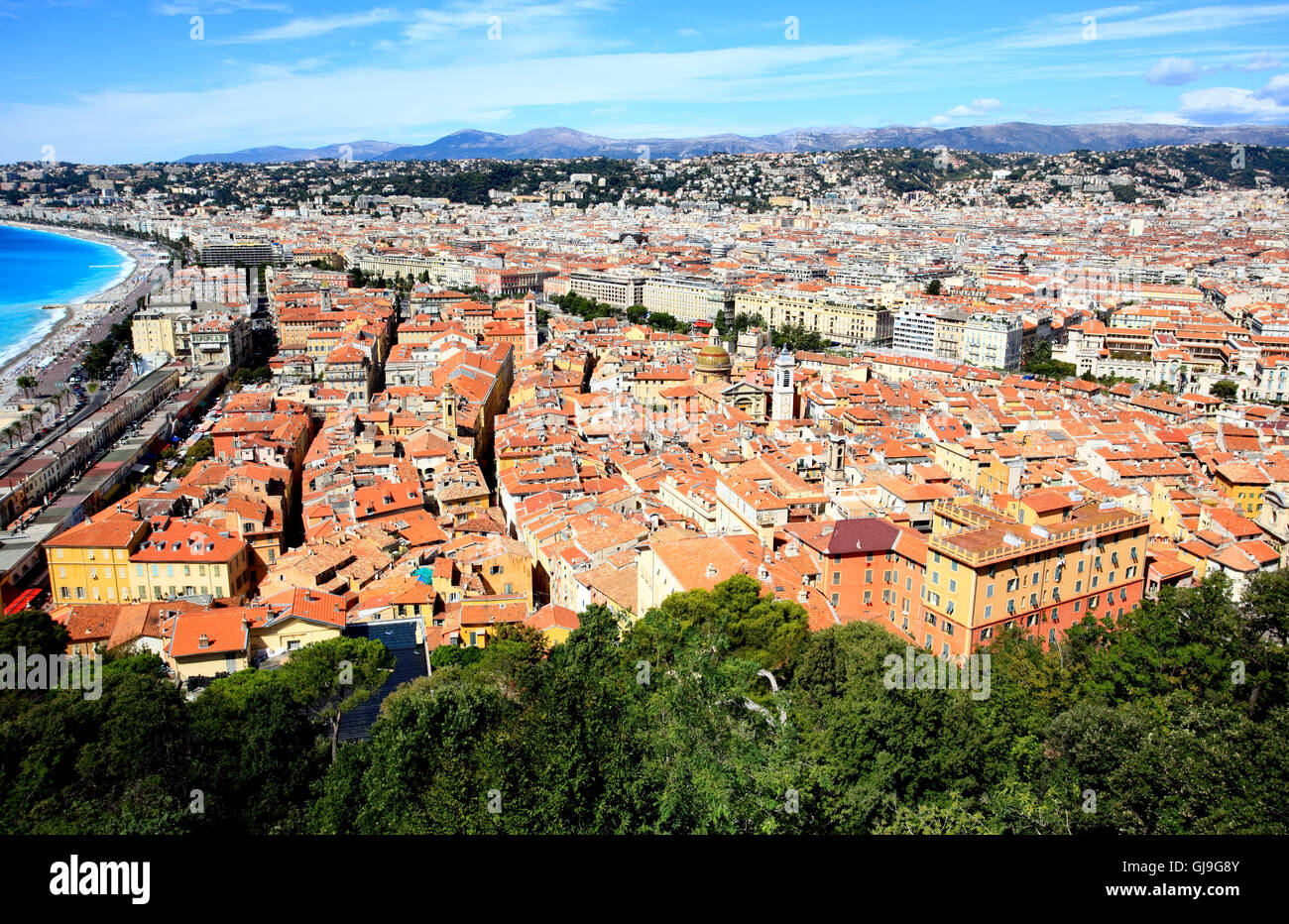 aerial view of the Nice old twon France Stock Photo