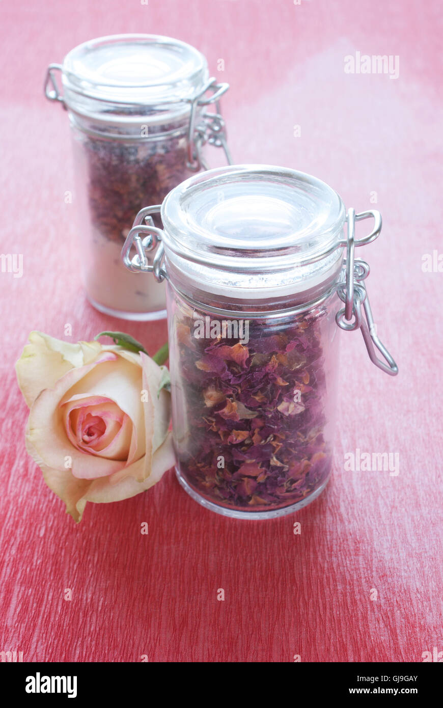 Dried rose petals in a jar Stock Photo Alamy
