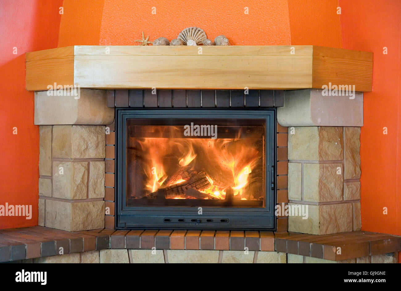 cosy fireplace Stock Photo