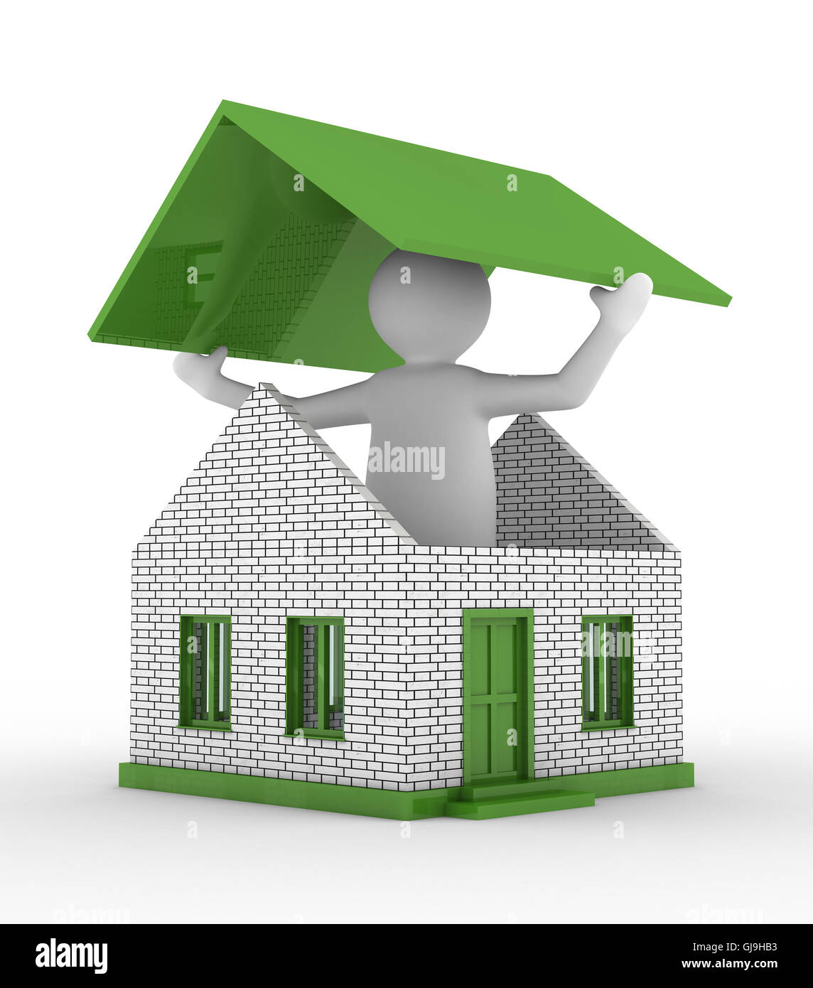 House building on white background. Isolated 3D image Stock Photo - Alamy
