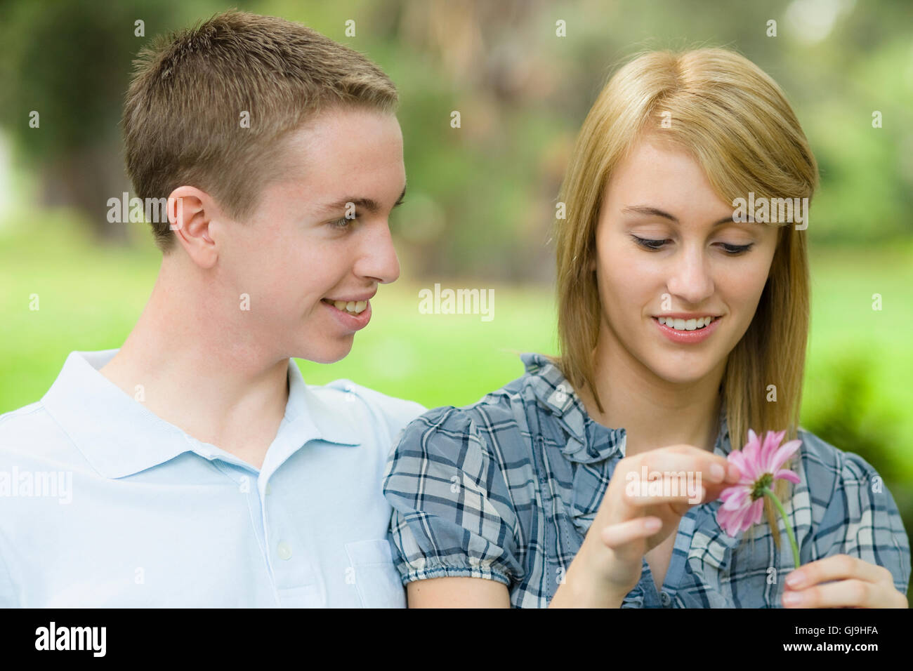 Two Teens in Park Stock Photo - Alamy