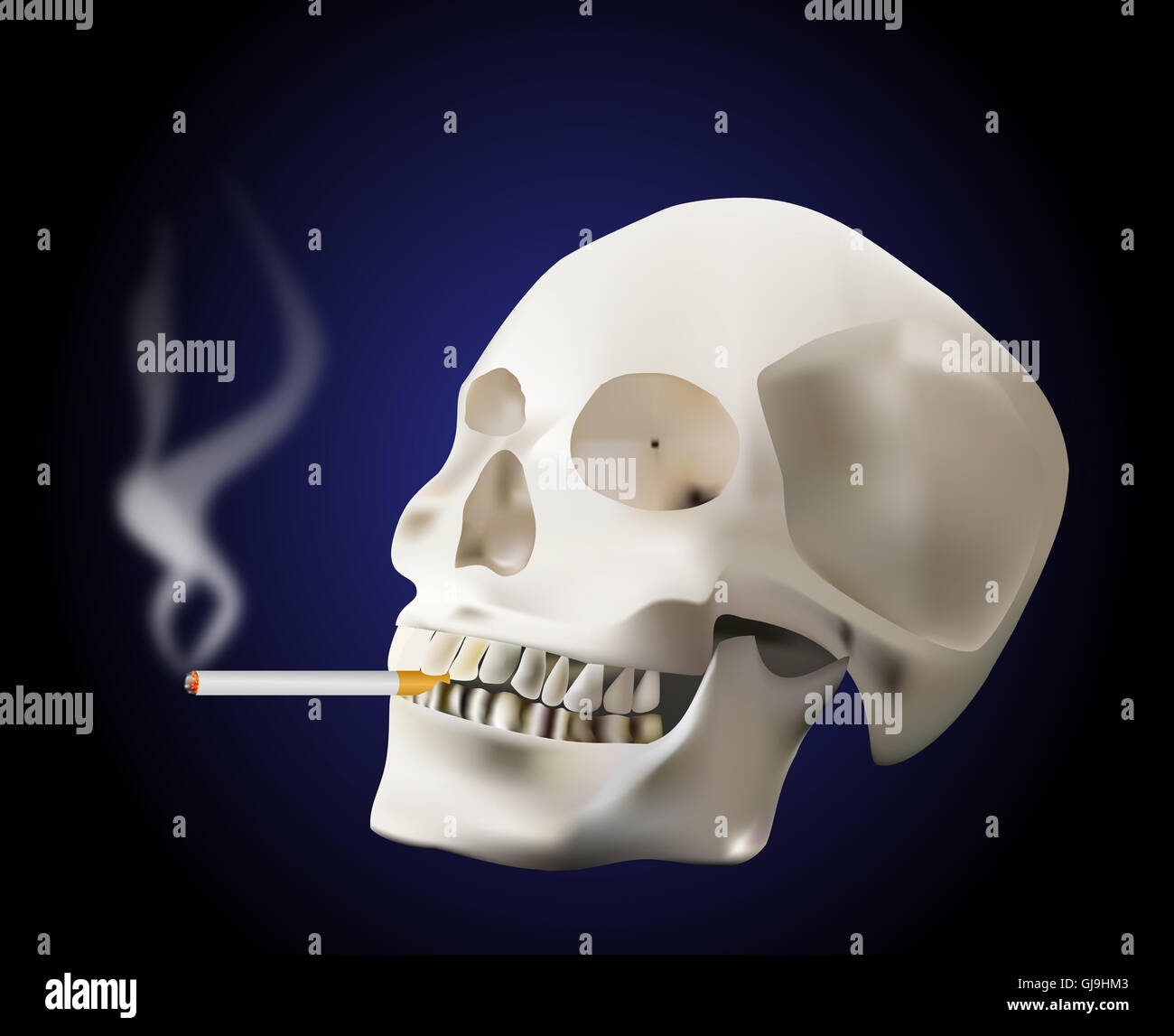 smoking skull Stock Photo