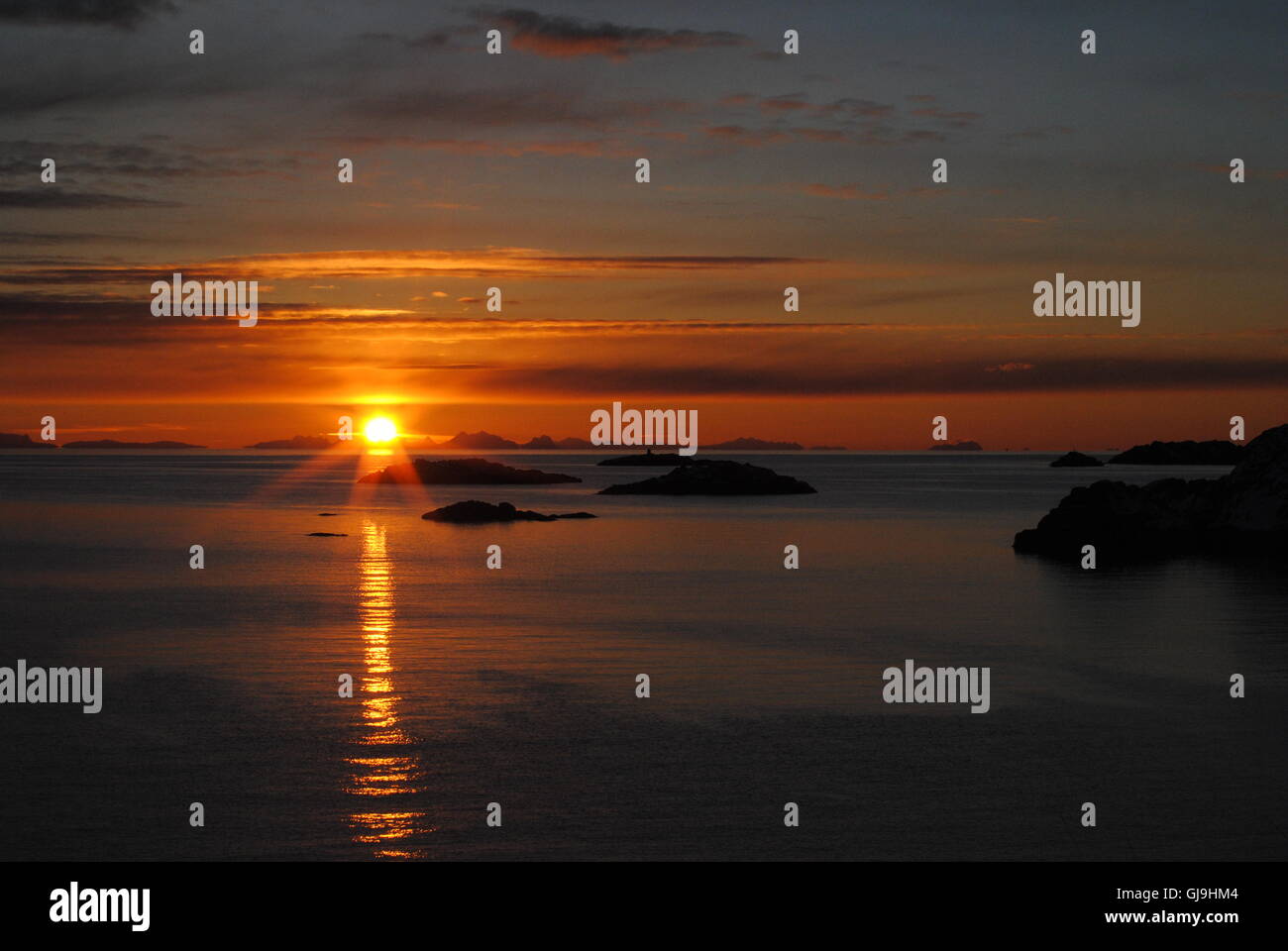 solnedgang i Lofoten Stock Photo