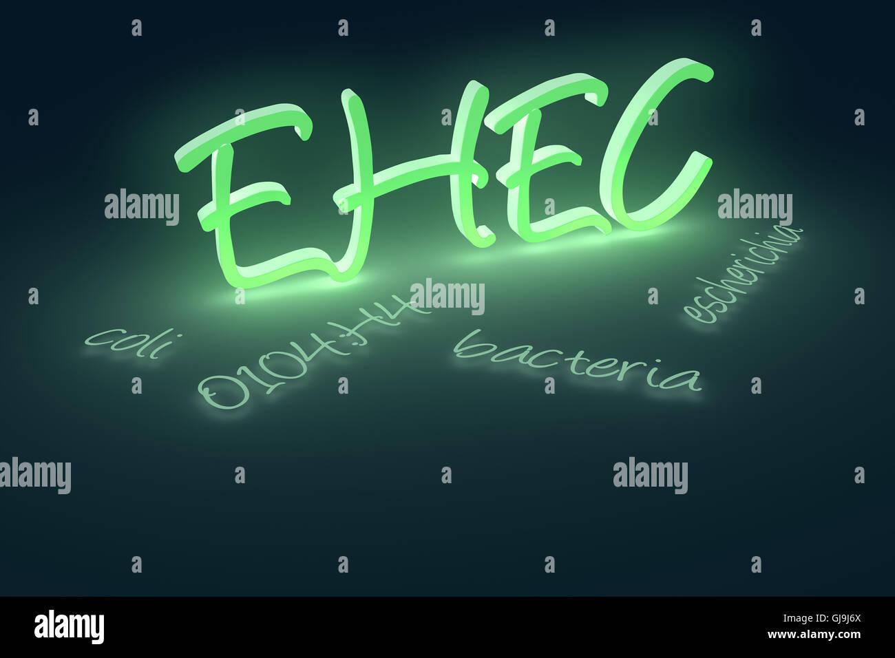 EHEC  coli bacteria text Stock Photo