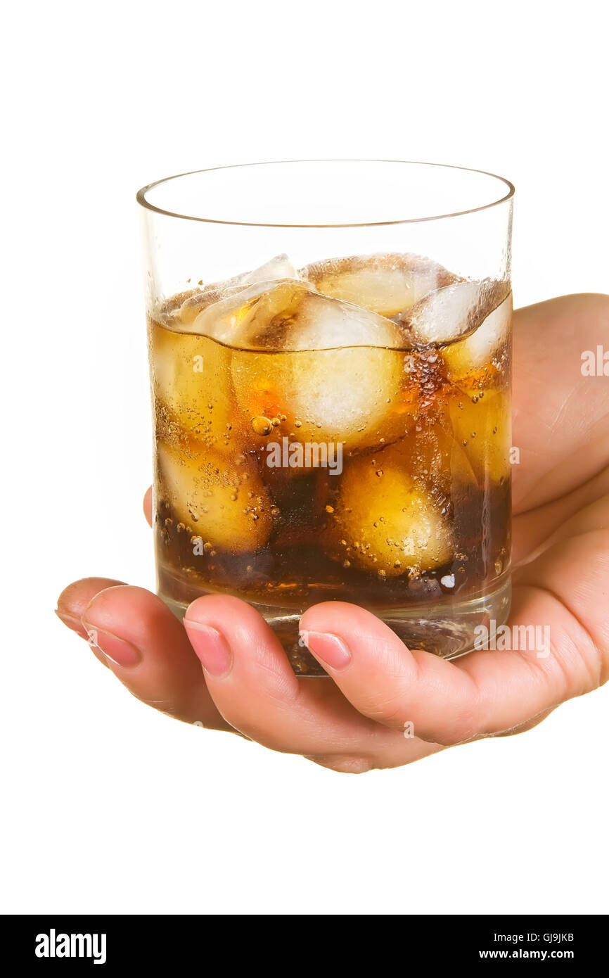 Carbonated water with ice in a glass Stock Photo - Alamy