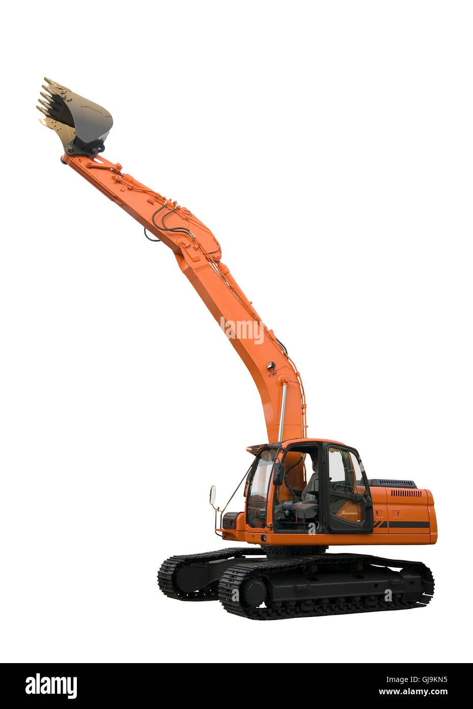 excavator isolated on white background with clipping paths Stock Photo