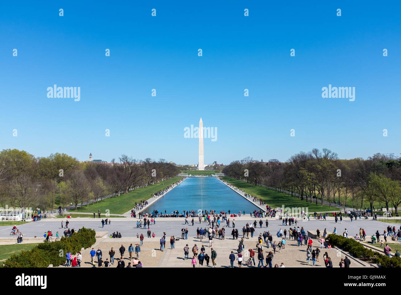 Washington DC USA Washington Monument viewed from Lincoln Memorial, Stock Photo