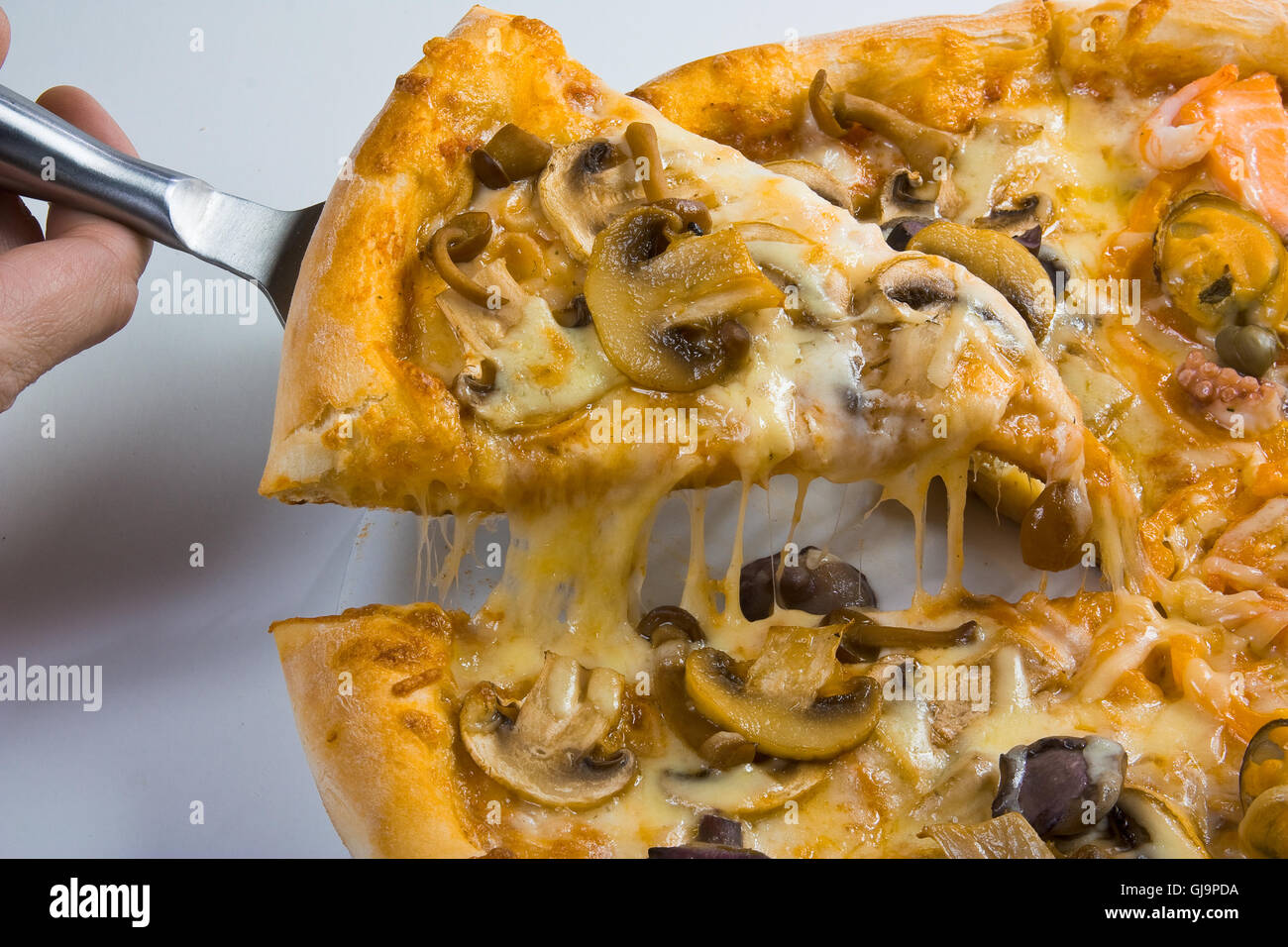 pizza with mushrooms Stock Photo - Alamy
