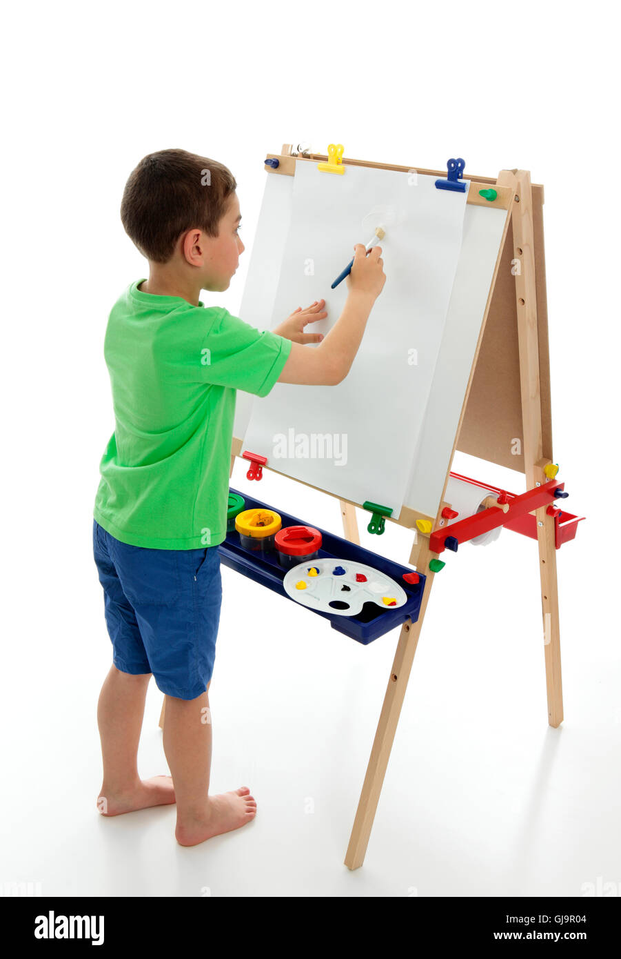 Little boy starting to paint a picture Stock Photo