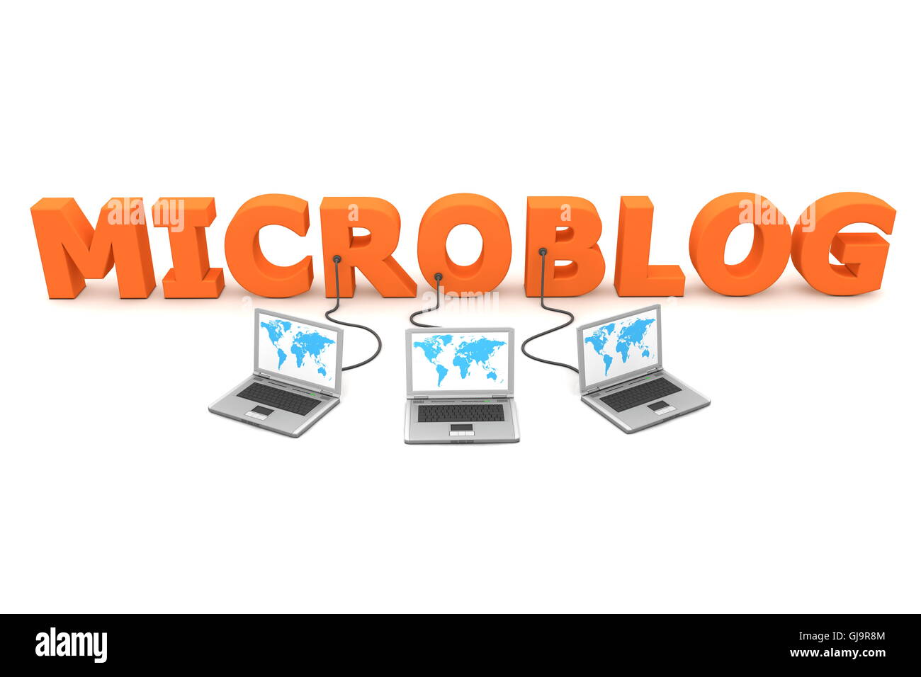 Multiple Wired to Microblog - Orange Stock Photo - Alamy