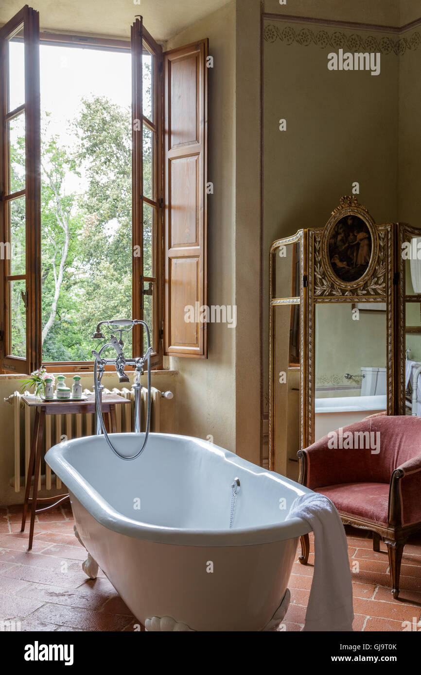 Interior at Borgo Pignano, luxury hotel near Volterra, Tuscany, Italy Stock Photo