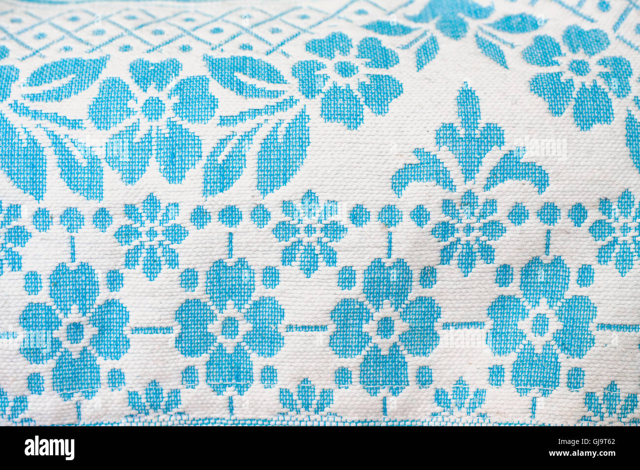 Close up of turquoise woven textile Stock Photo