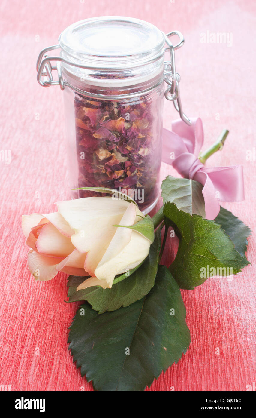 Dried rose petals in a jar Stock Photo Alamy