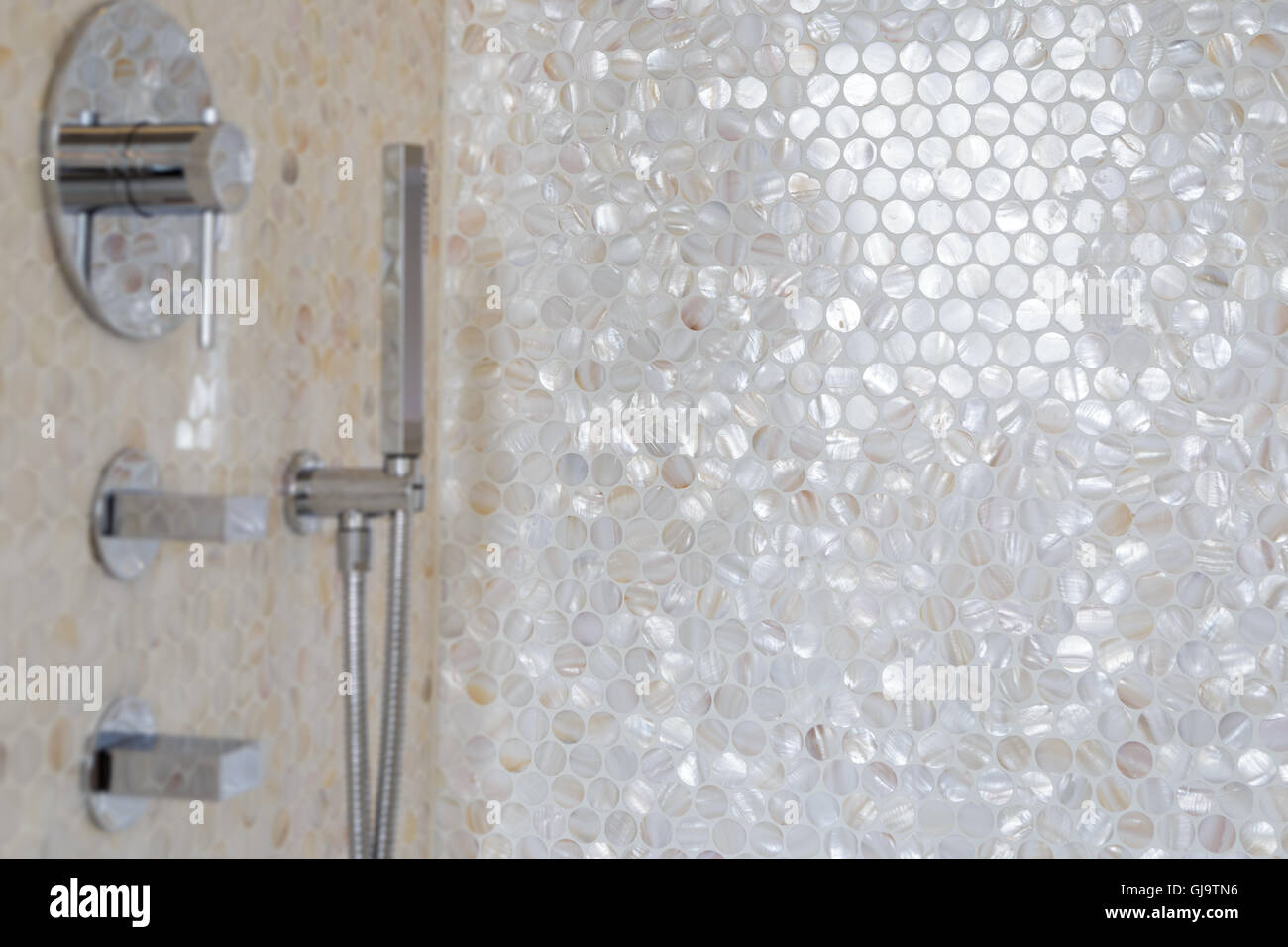 Mother of pearl tiles in bathroom Stock Photo Alamy