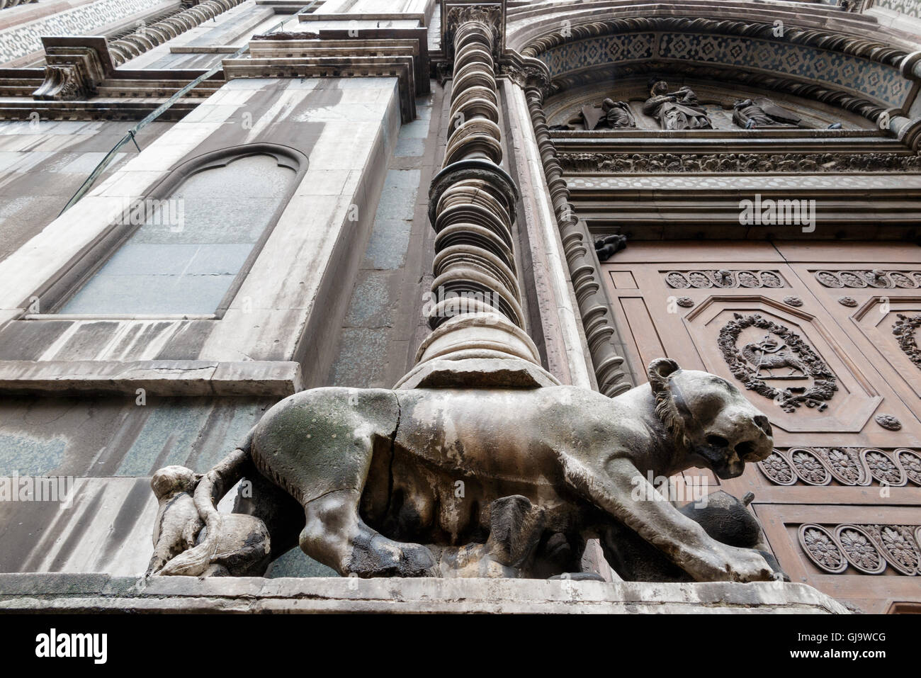 Lioness statue on the facade of the Duomo in Flrence, Italy Stock Photo