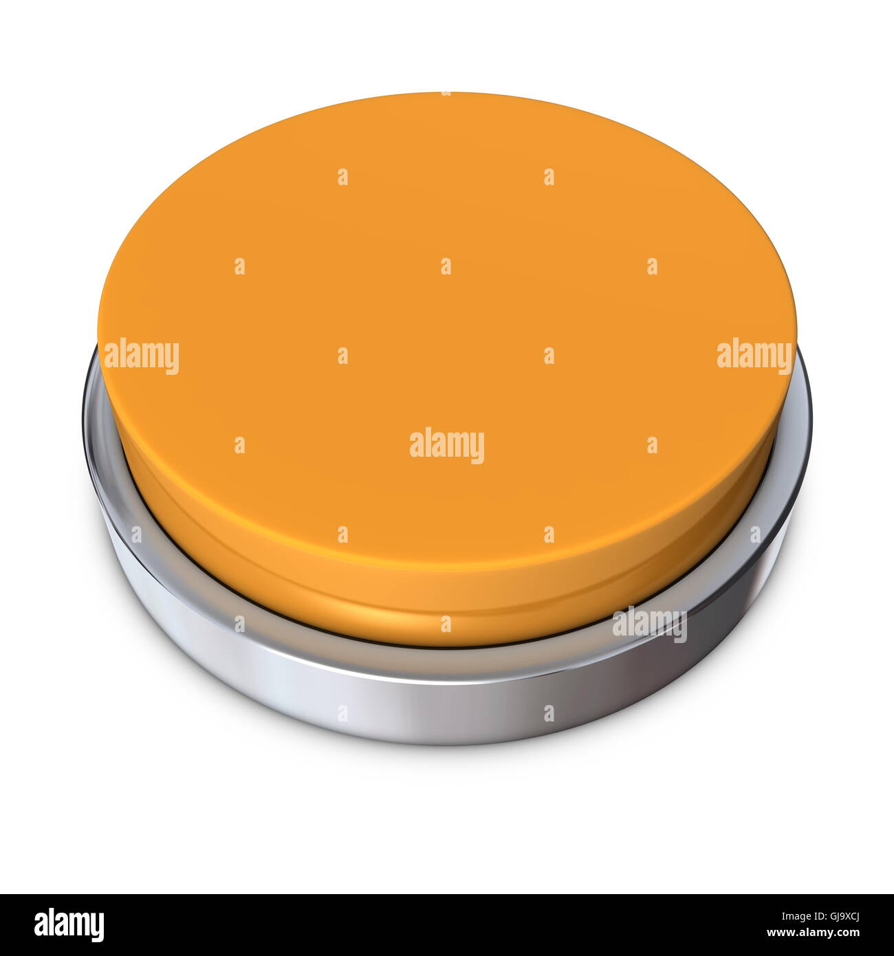 Orange Round Button with Metallic Ring Stock Photo