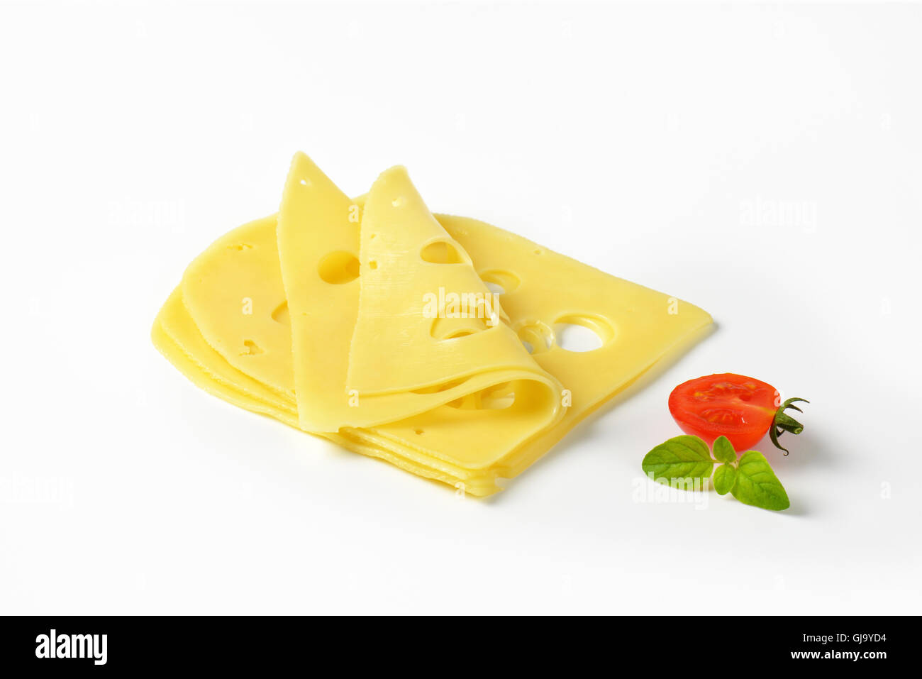 thin slices of fresh cheese on white background Stock Photo Alamy