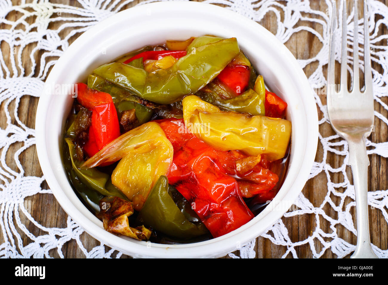 Sweet Peppers Grilled with Balsamic, Garlic Stock Photo - Alamy